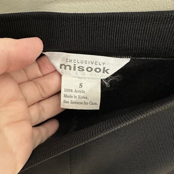 pants slacks trousers straight let knit pull on elastic waist black S - Picture 8 of 8